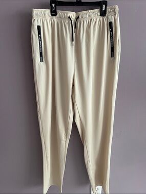 Women's Beige Track Joggers with Elastic Waist